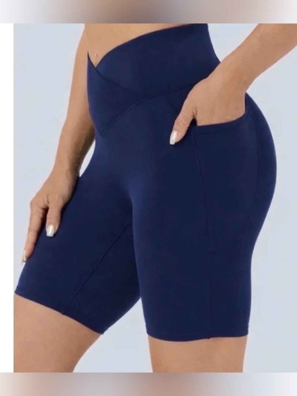 Halara Crossover Pocket Bike Shorts Navy Blue